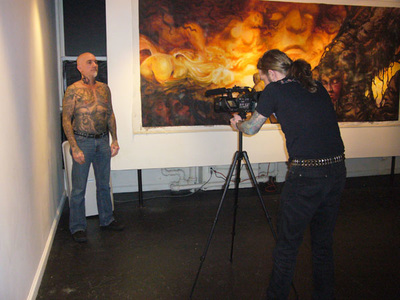 Declan Maynes shooting tattoo artist BOB TYRRELL for TATTOOED THE MOVIE.