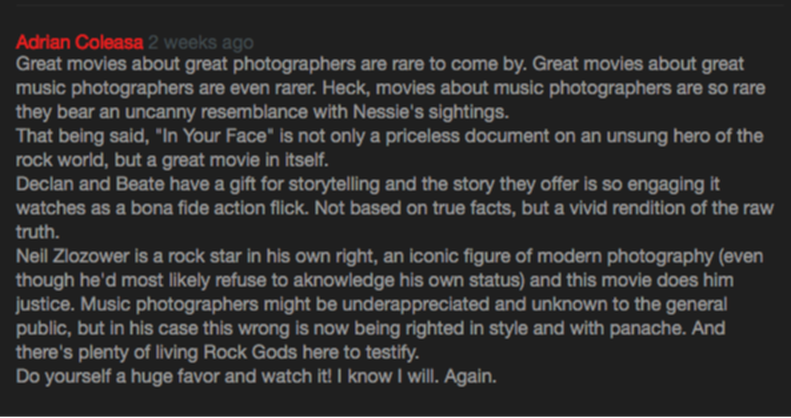 In Your Face - Vimeo Review by Adrian Coleasa